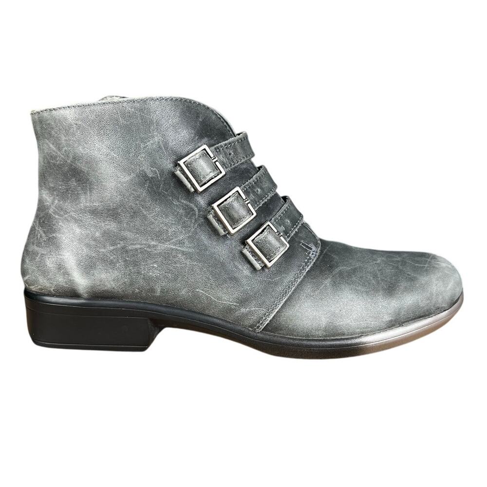 NAOT Women’s Luisa Green Distressed Buckle Ankle Boot Size 38 US 8/8.5